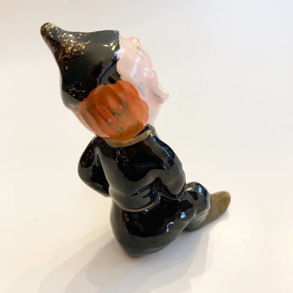 Vintage Elf Figurine Pixie Sprite Ceramic Black Sitting Japan 3" - Picture 7 of 9